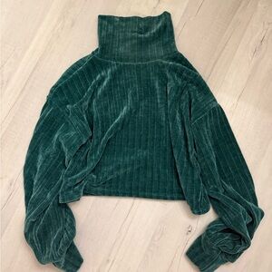 Altar'd State Forest Green Ribbed Velvet Turtleneck Sweater